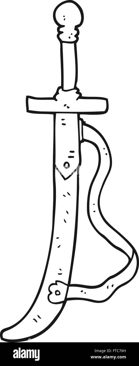 freehand drawn black and white cartoon sword Stock Vector Image & Art ...