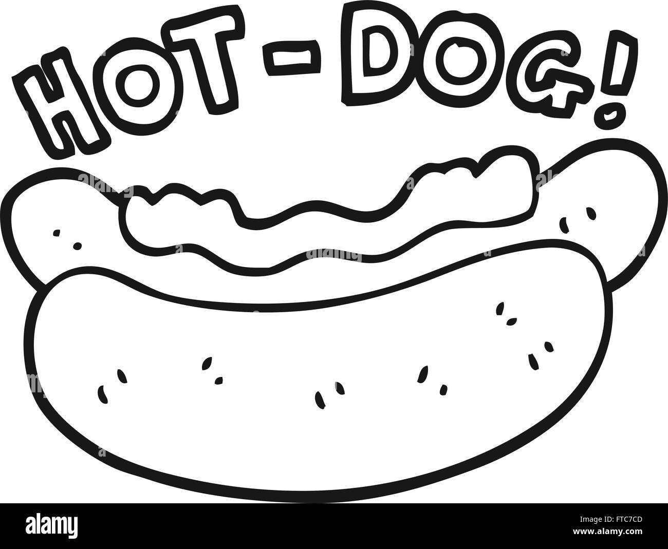freehand drawn black and white cartoon hotdog Stock Vector Image & Art