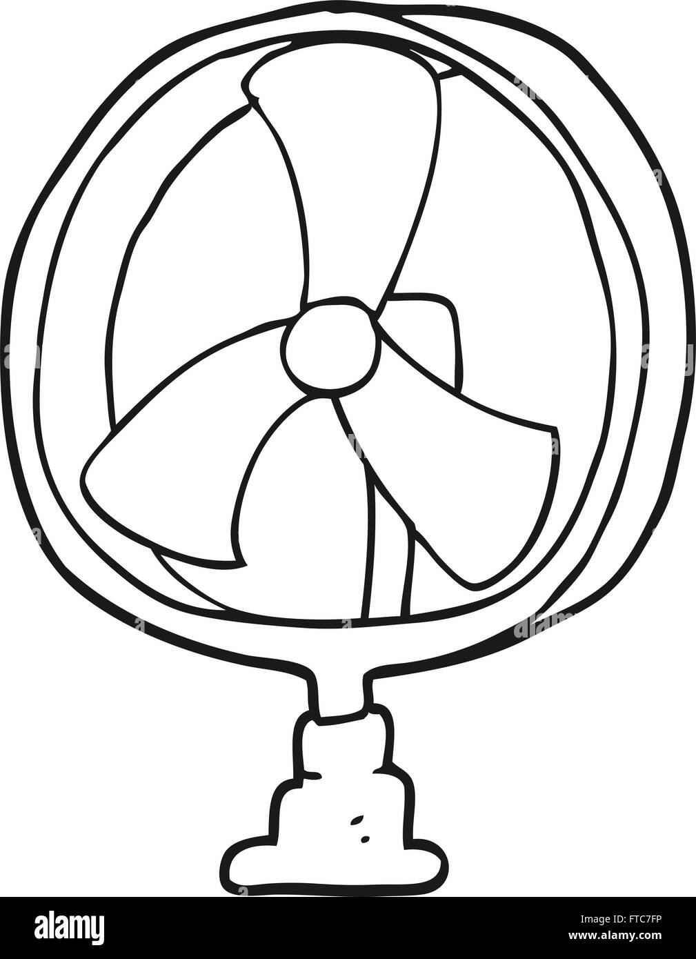 freehand drawn black and white cartoon desk fan Stock Vector Image