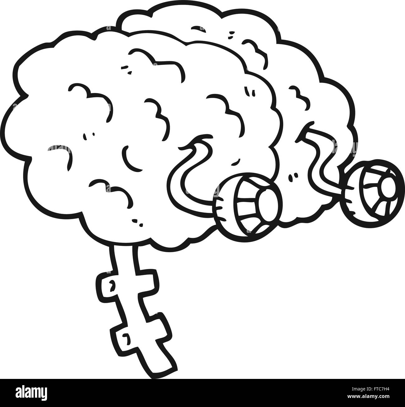 freehand drawn black and white cartoon brain Stock Vector Image & Art ...
