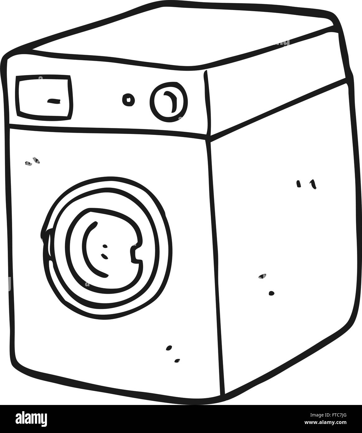 freehand drawn black and white cartoon washing machine Stock Vector