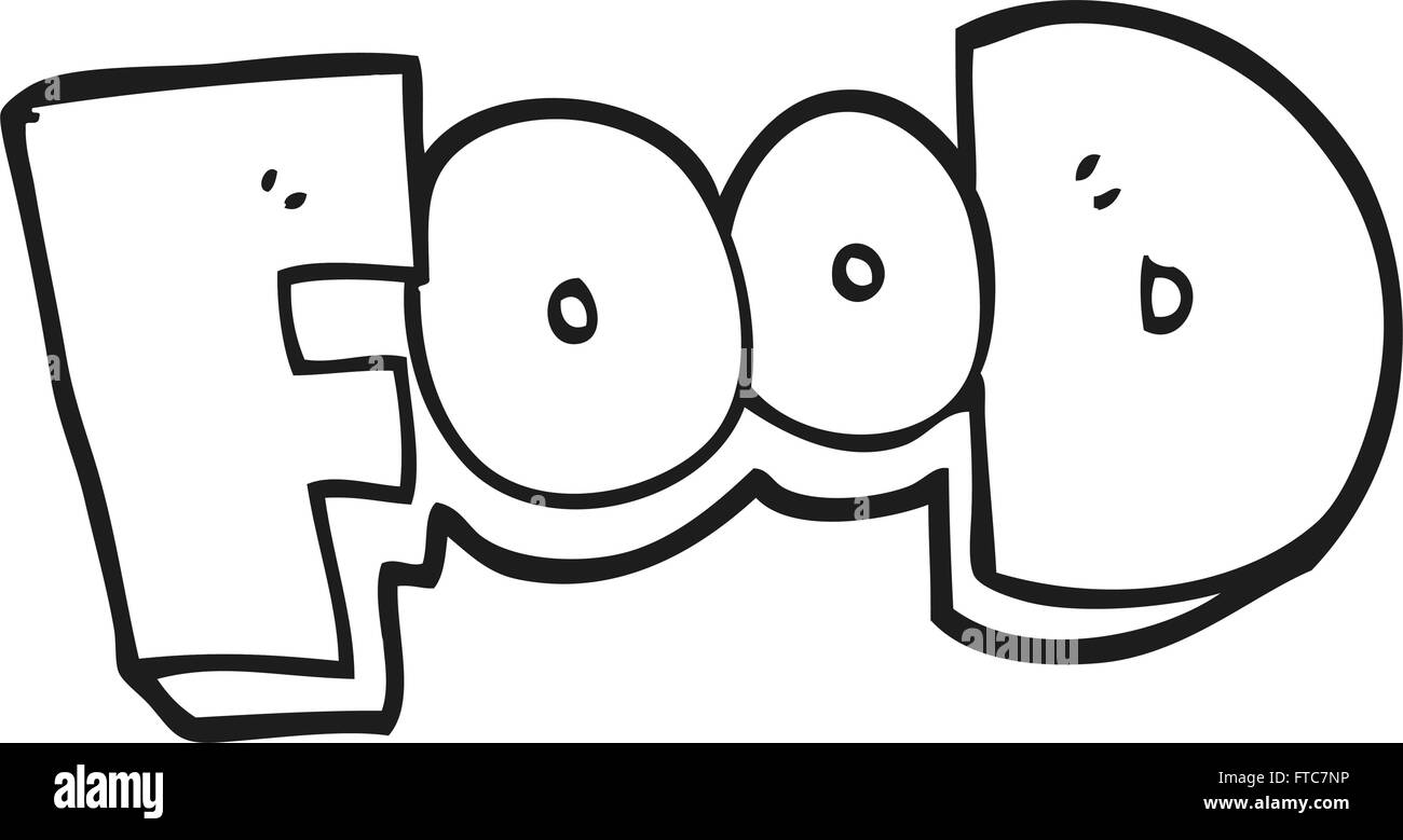 freehand drawn black and white cartoon word food Stock Vector Image ...
