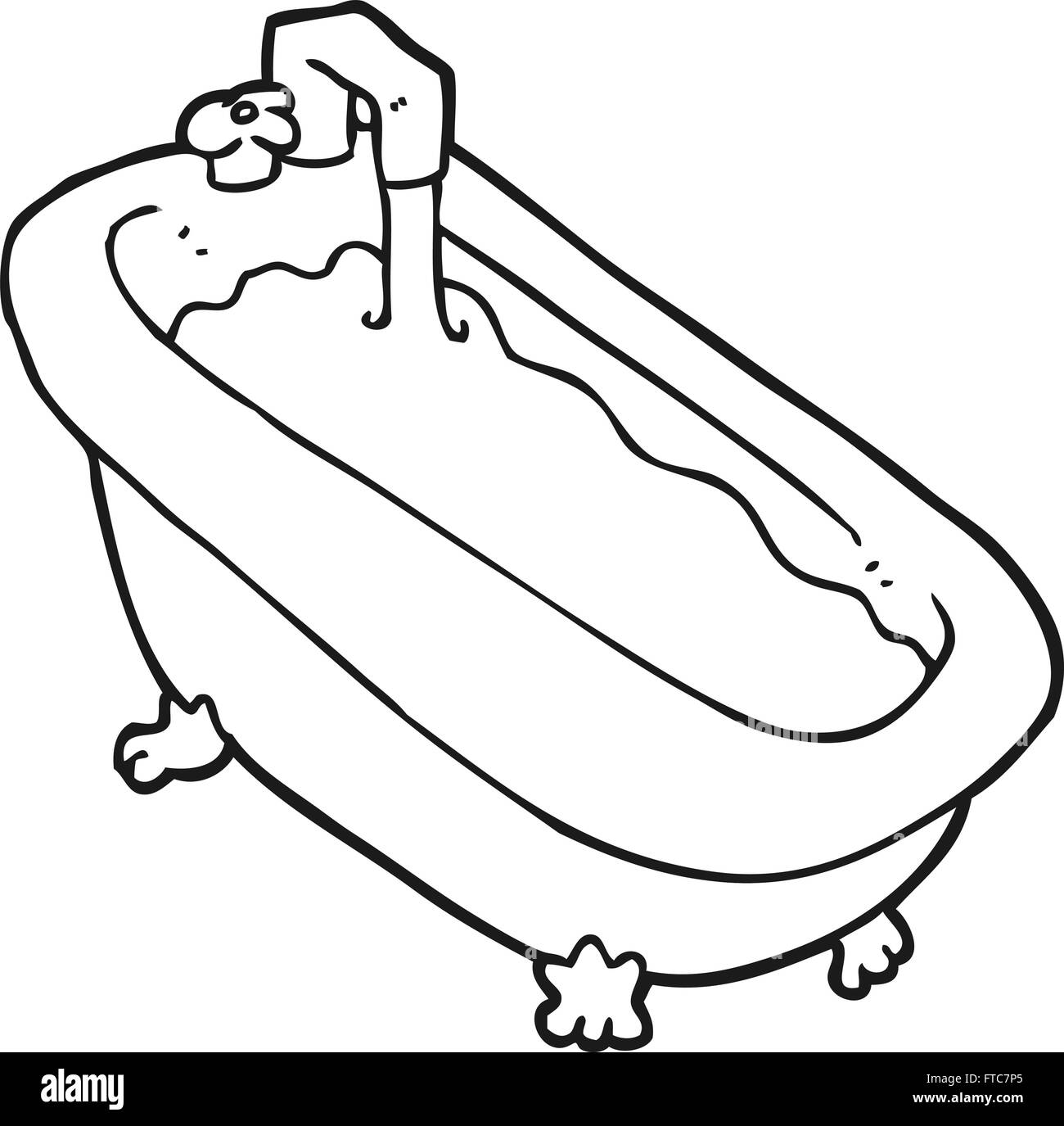 freehand drawn black and white cartoon bath full of water Stock Vector ...