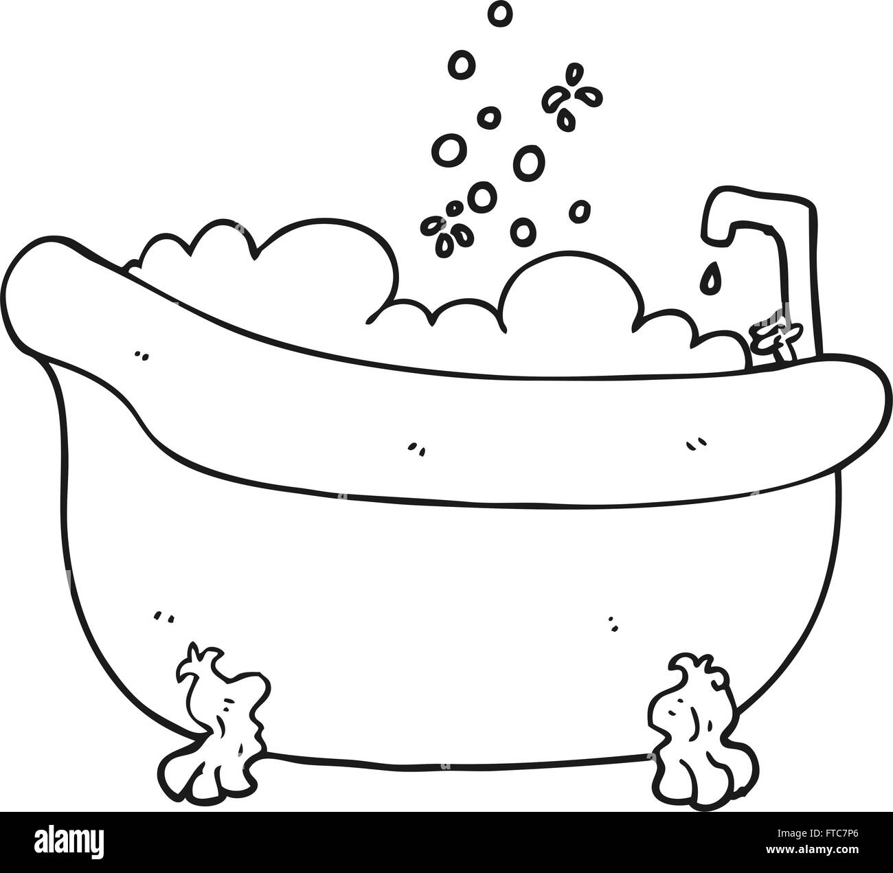 freehand drawn black and white cartoon bath full of water Stock Vector ...