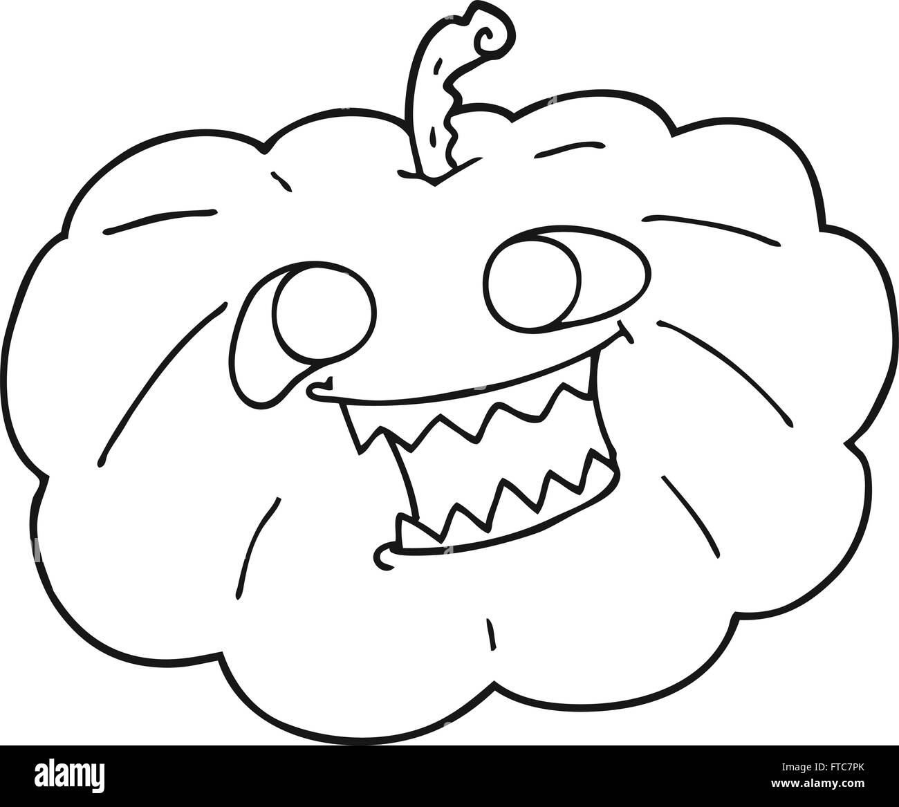 freehand drawn black and white cartoon halloween pumpkin Stock Vector ...