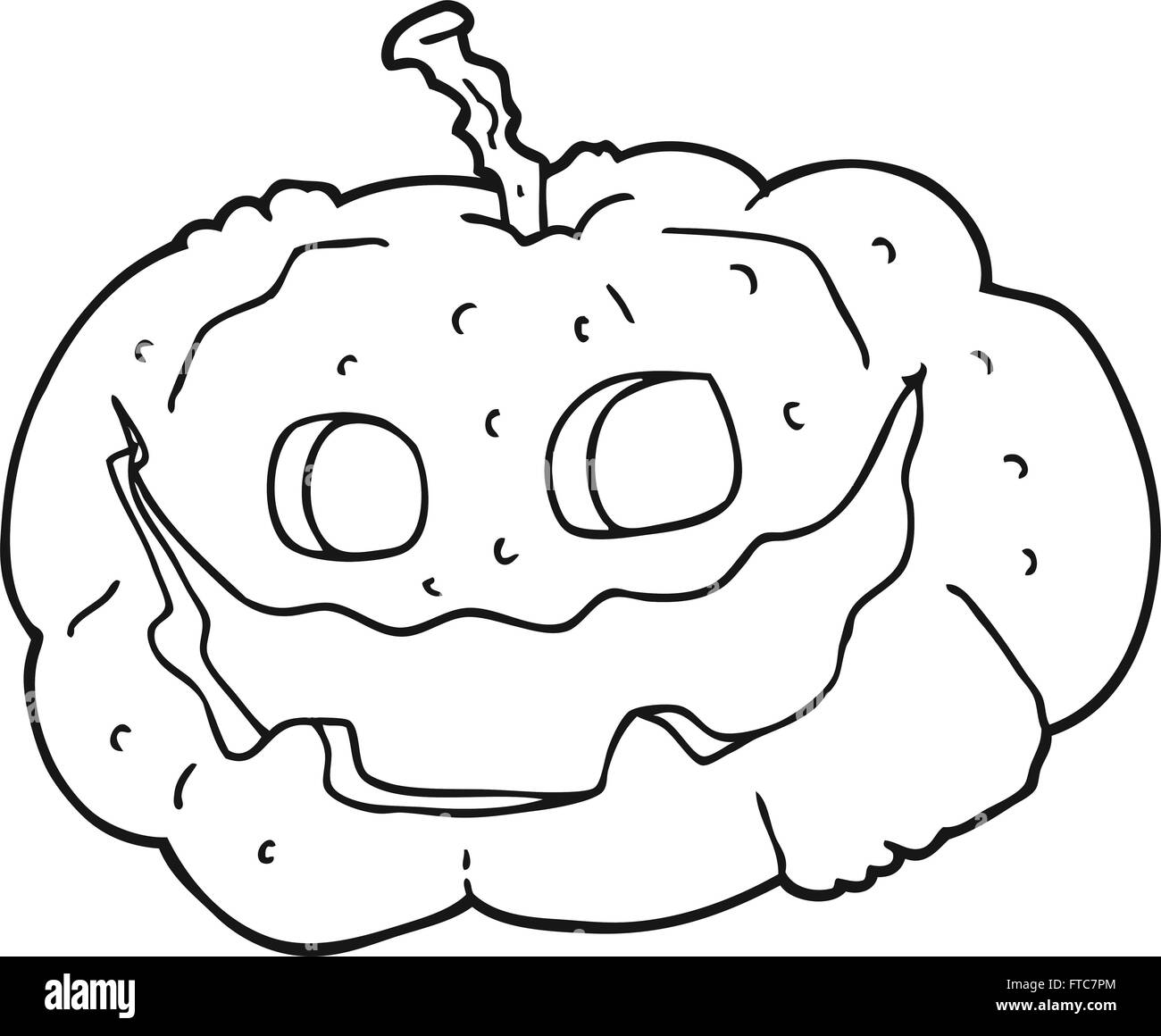freehand drawn black and white cartoon halloween pumpkin Stock Vector ...