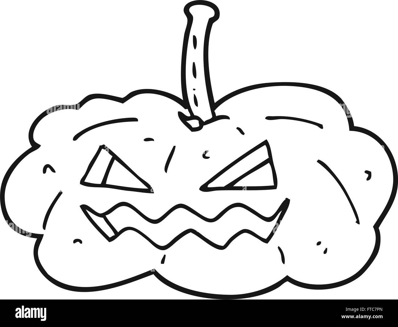 freehand drawn black and white cartoon halloween pumpkin Stock Vector ...