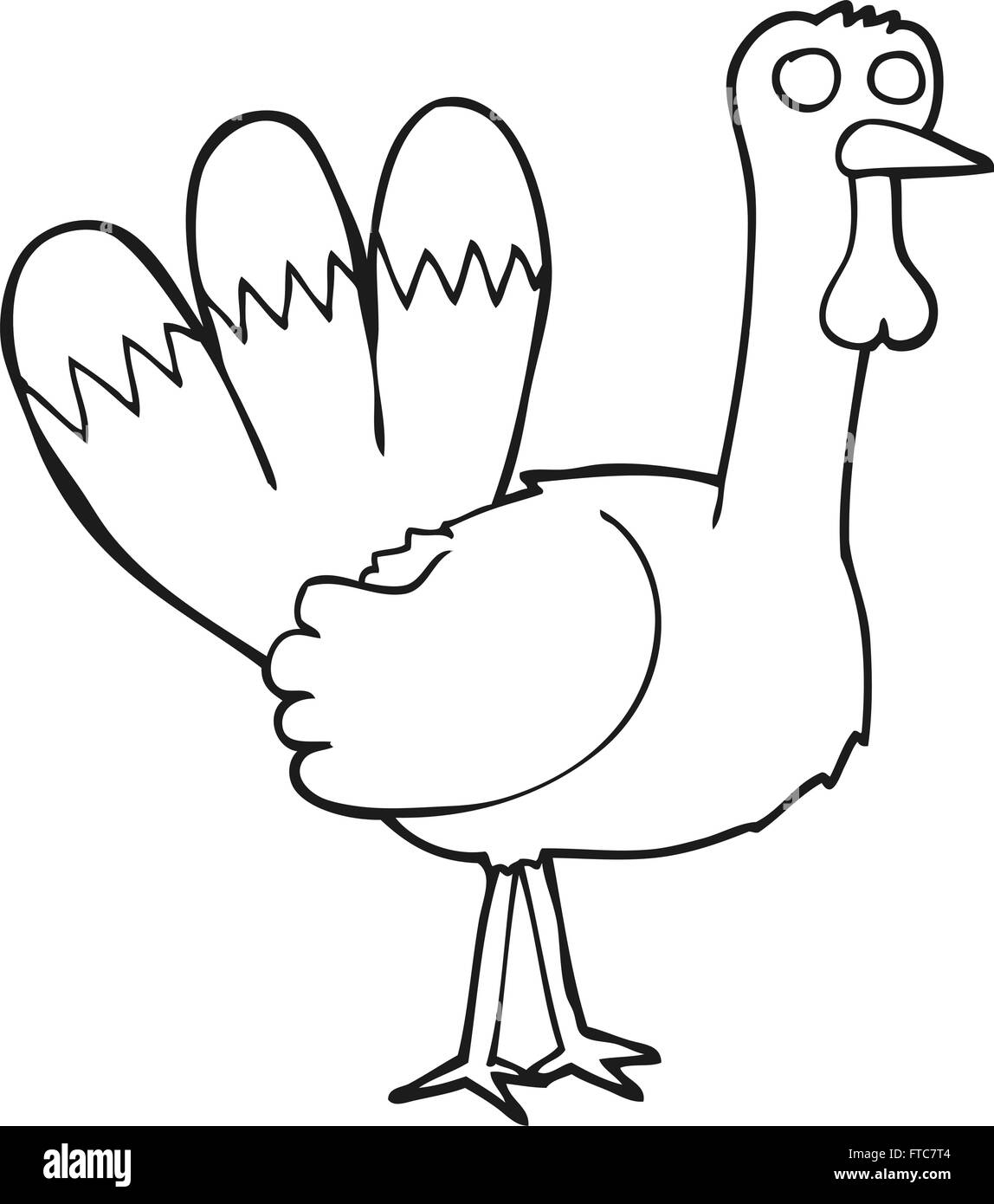freehand drawn black and white cartoon turkey Stock Vector Image & Art