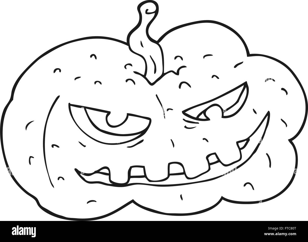 freehand drawn black and white cartoon halloween pumpkin Stock Vector ...