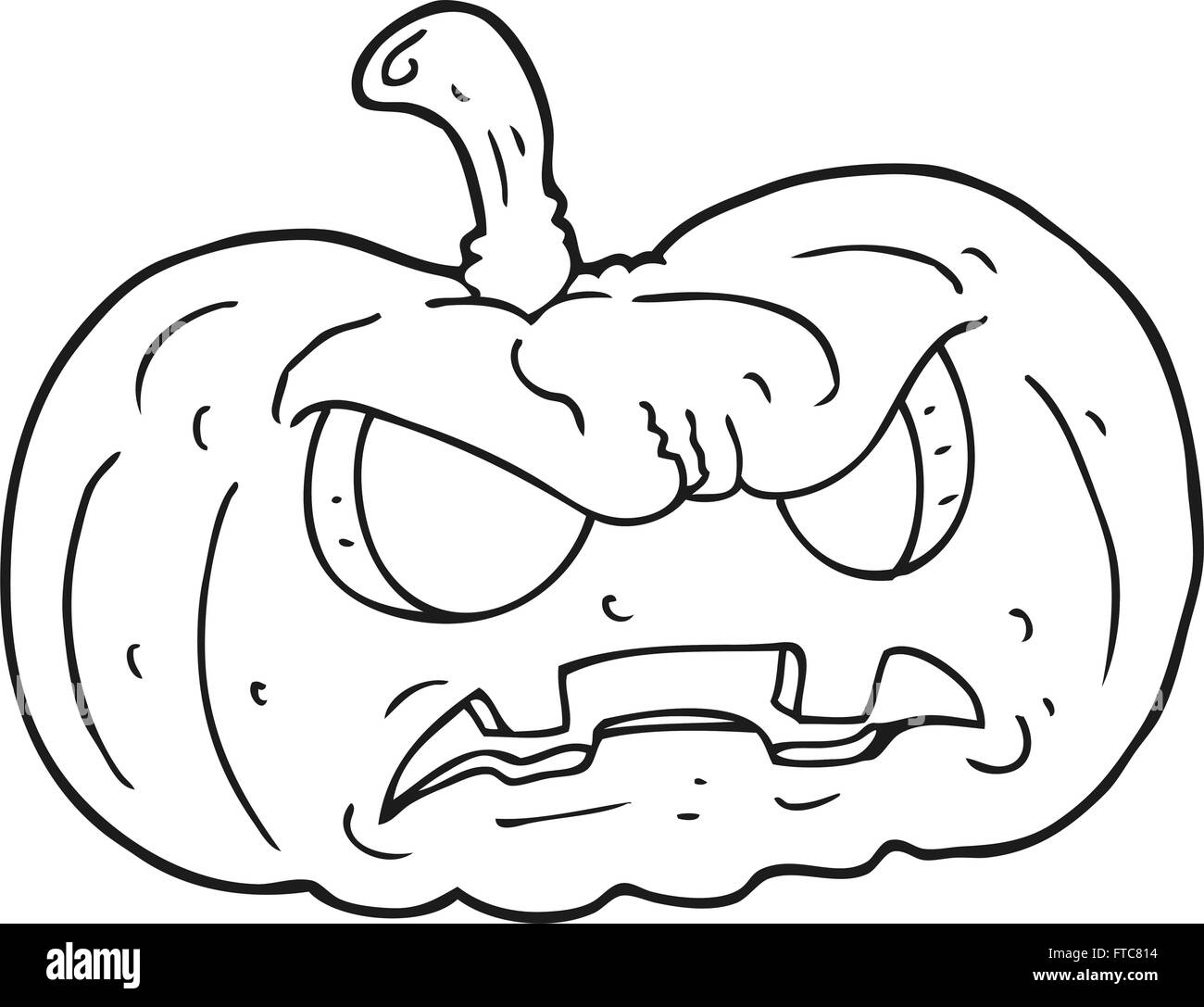 freehand drawn black and white cartoon halloween pumpkin Stock Vector ...