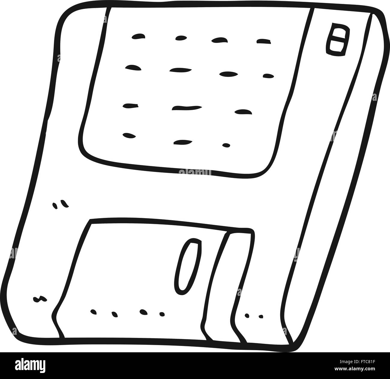 freehand drawn black and white cartoon old computer disk Stock Vector