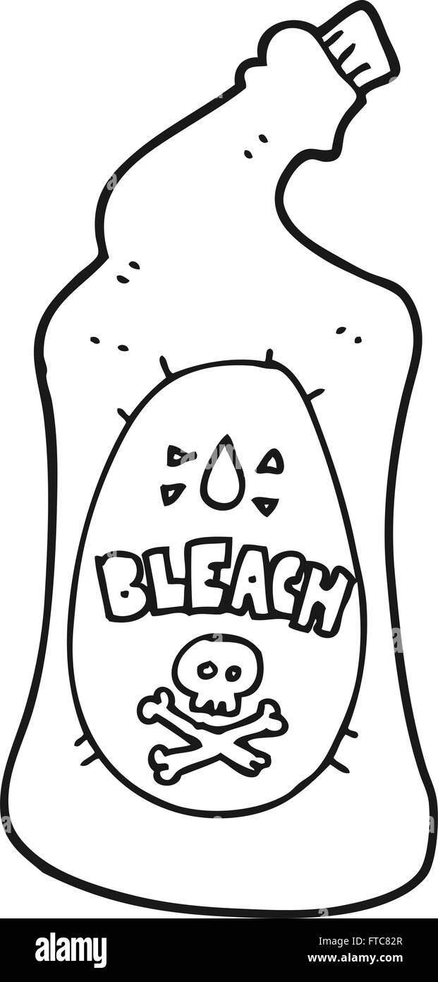 freehand drawn black and white cartoon bleach bottle Stock Vector Image