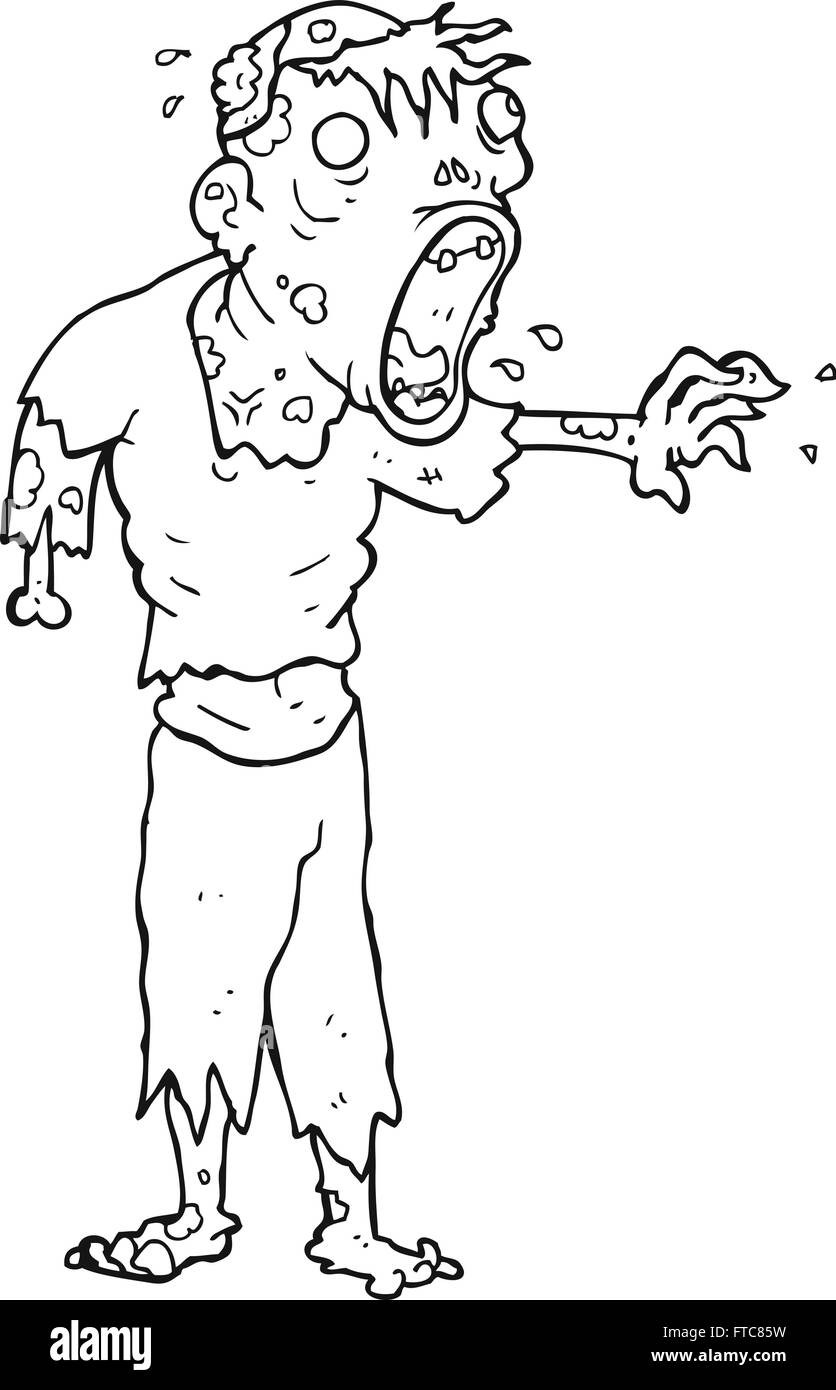 freehand drawn black and white cartoon zombie Stock Vector Image & Art