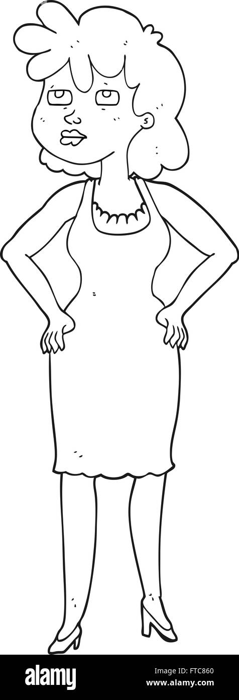 freehand drawn black and white cartoon annoyed woman Stock Vector Image ...