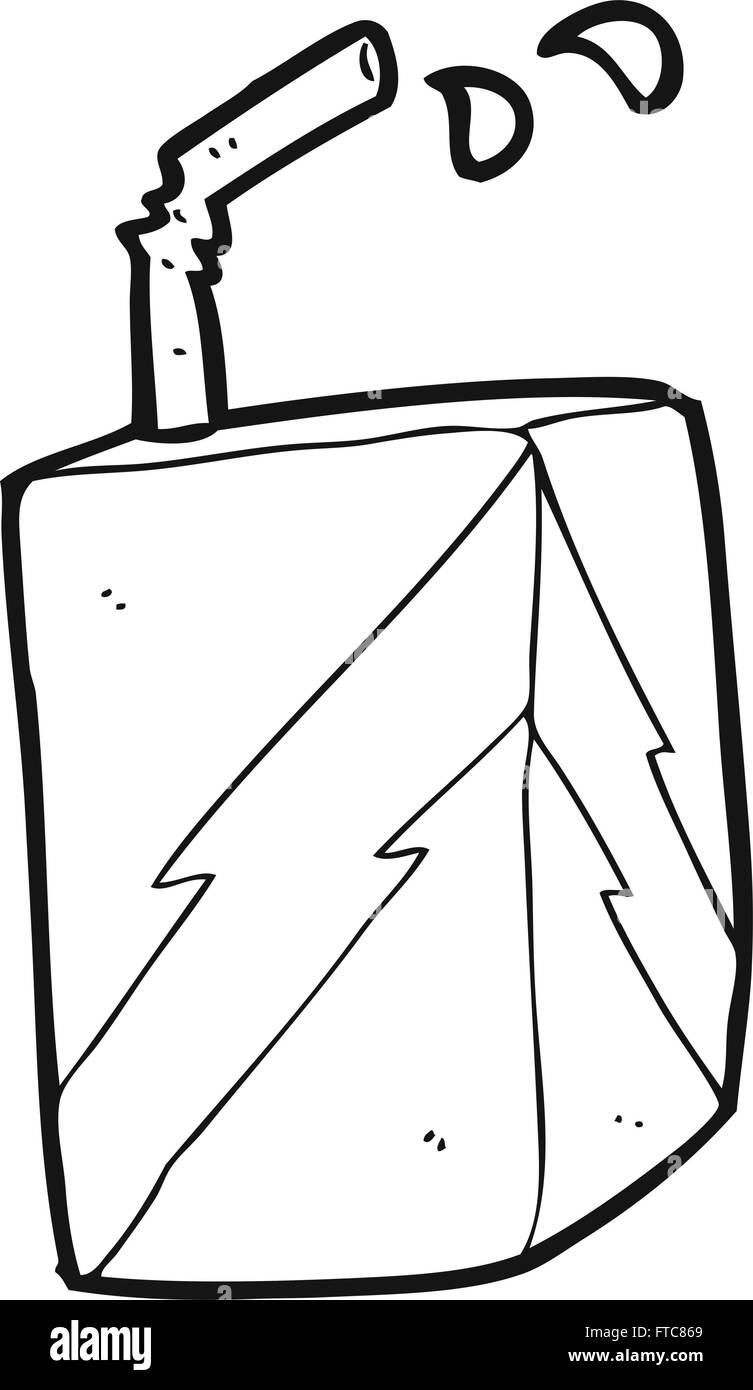 freehand drawn black and white cartoon juice box Stock Vector Image