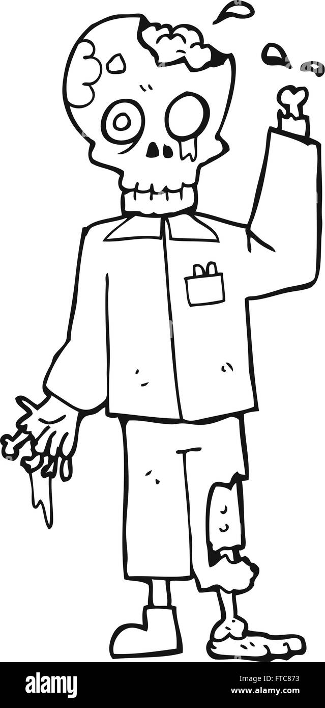 freehand drawn black and white cartoon zombie Stock Vector Image & Art