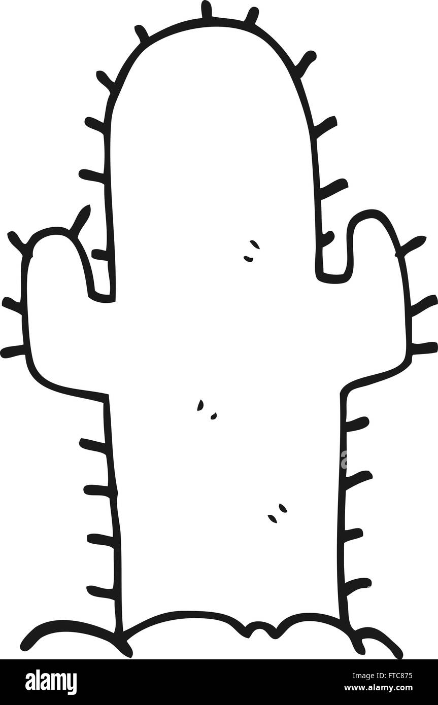 freehand drawn black and white cartoon cactus Stock Vector Image & Art