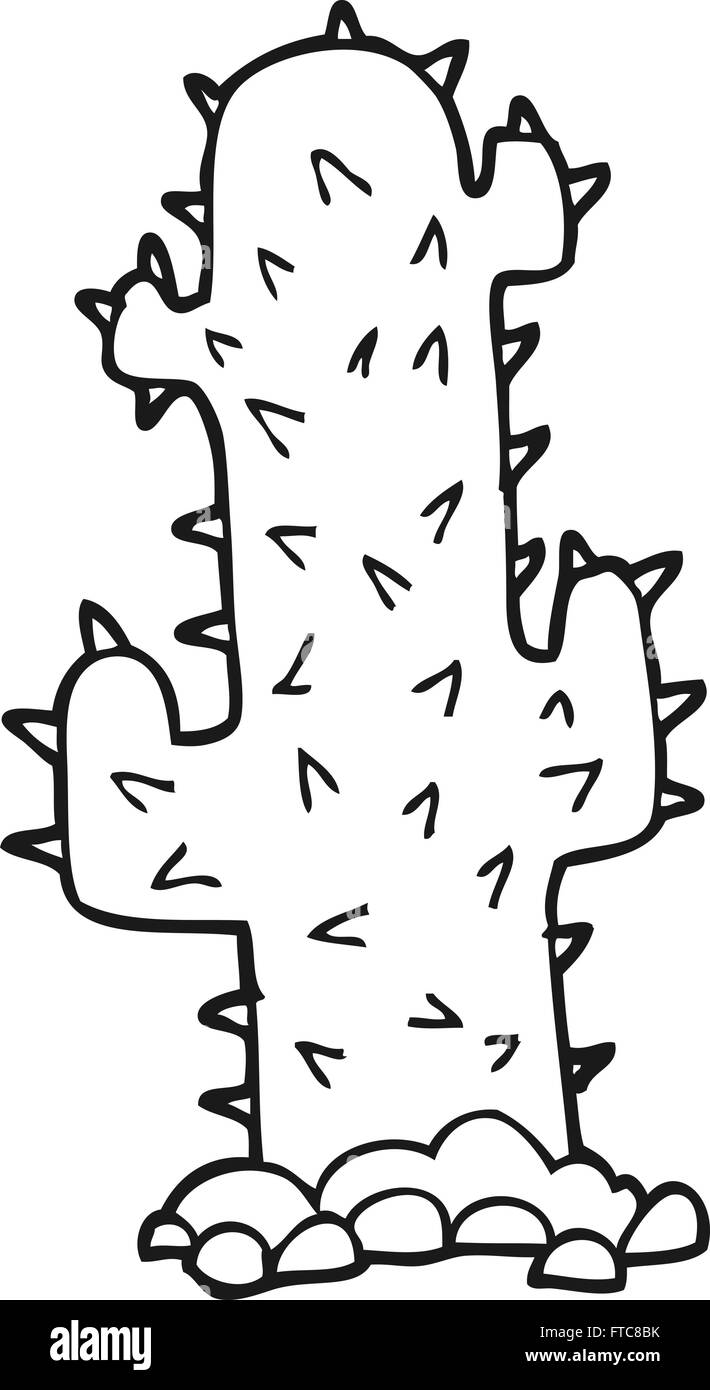 freehand drawn black and white cartoon cactus Stock Vector Image & Art