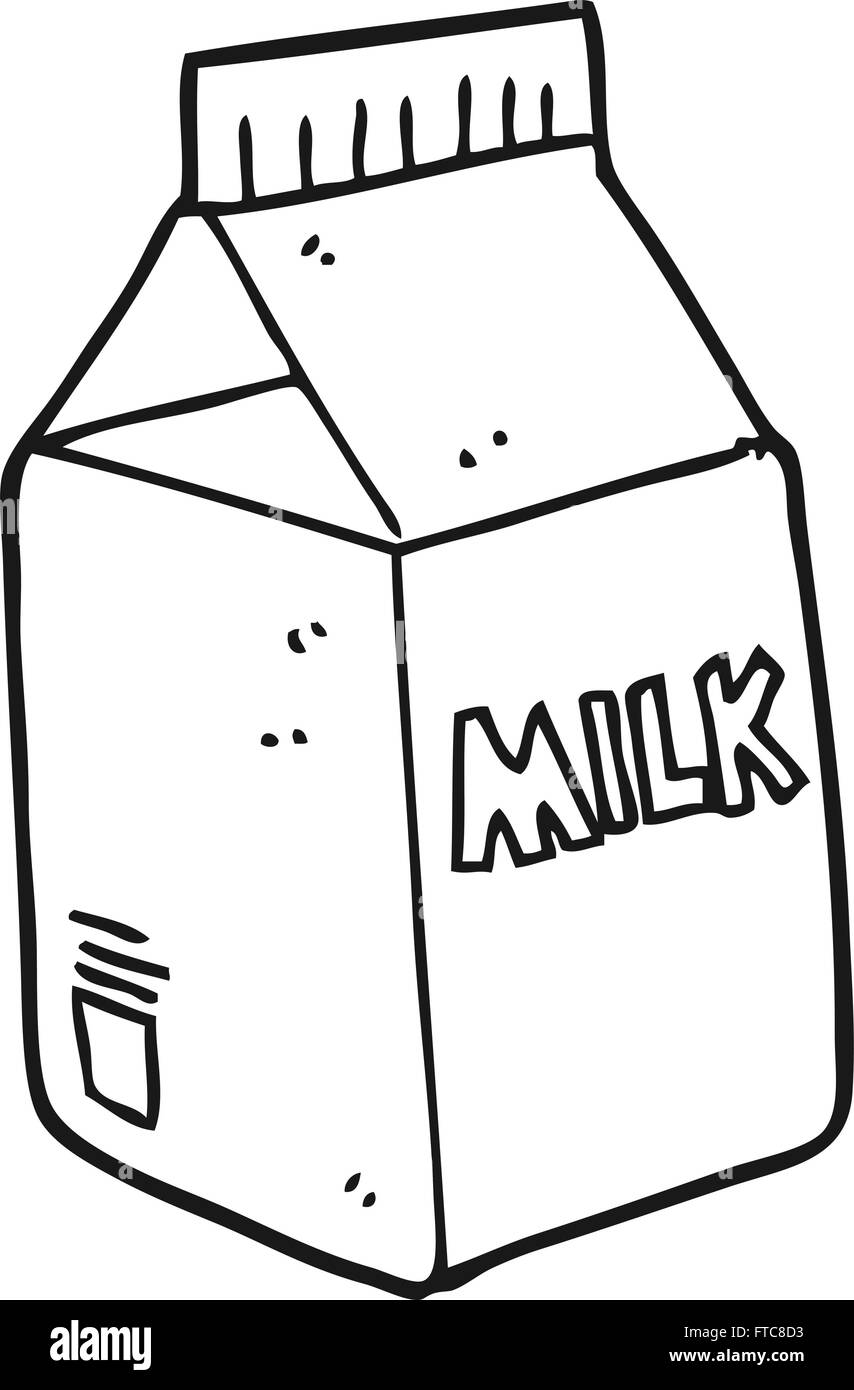 freehand drawn black and white cartoon milk carton Stock Vector Image & Art  - Alamy