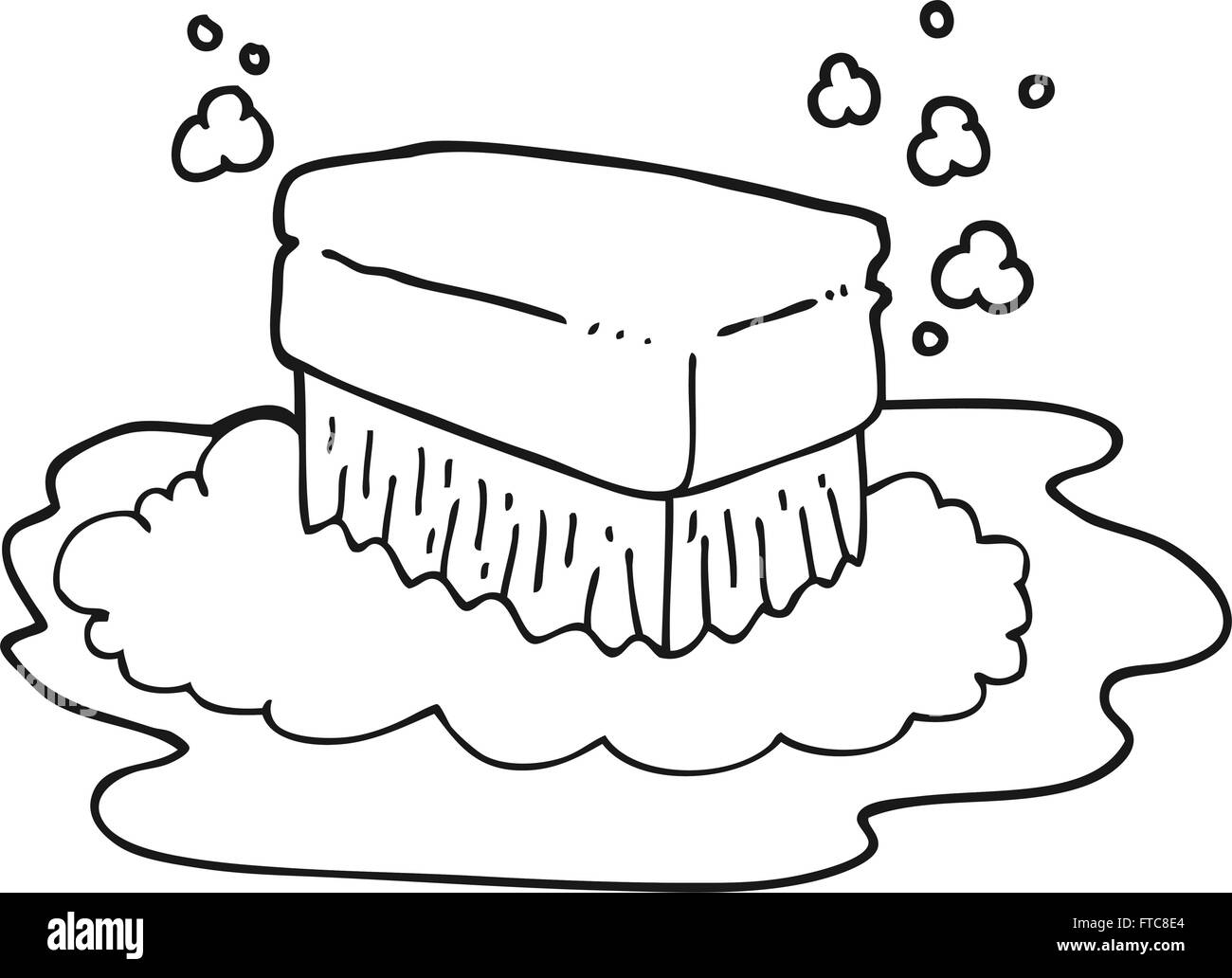 freehand drawn black and white cartoon scrubbing brush Stock Vector