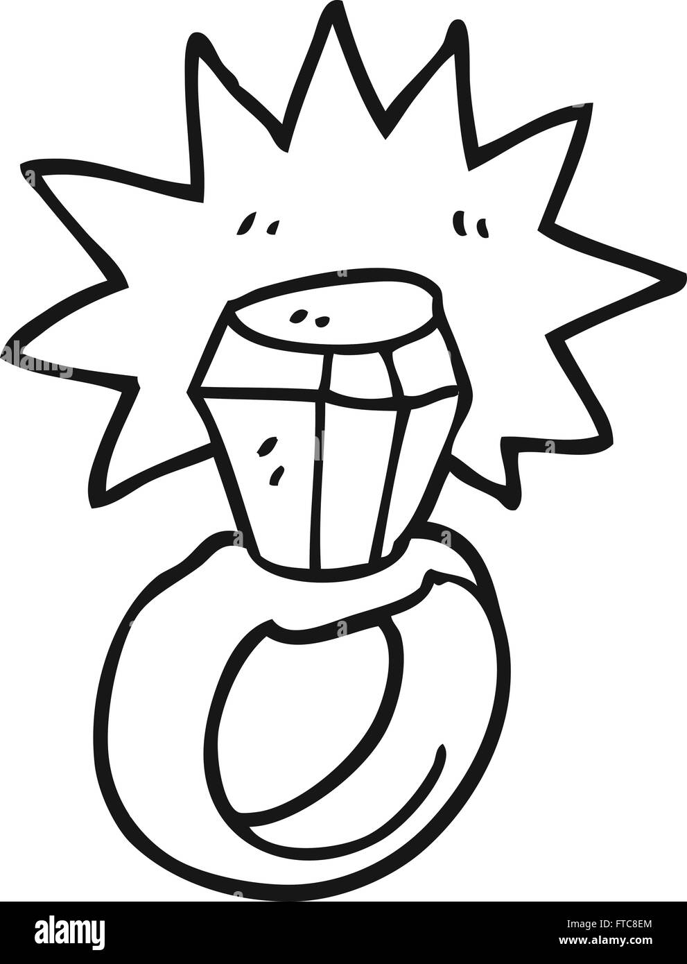 freehand drawn black and white cartoon diamond ring Stock Vector Image