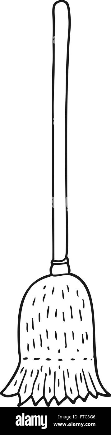 freehand drawn black and white cartoon sweeping brush Stock Vector