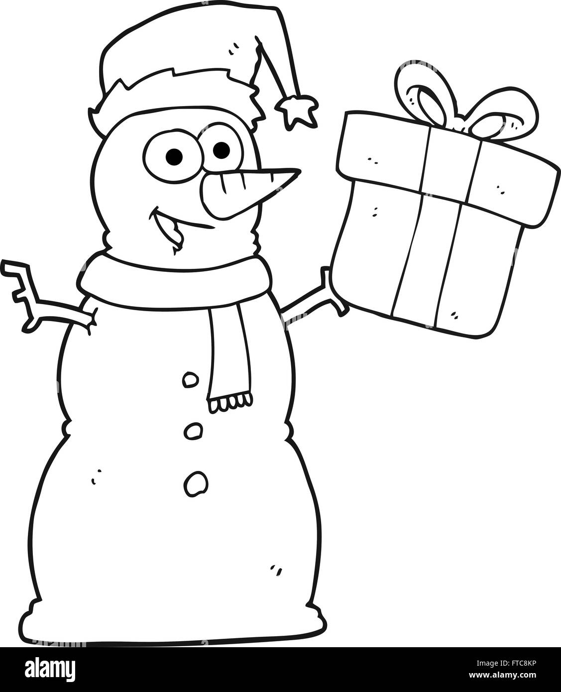 freehand drawn black and white cartoon snowman Stock Vector Image & Art ...