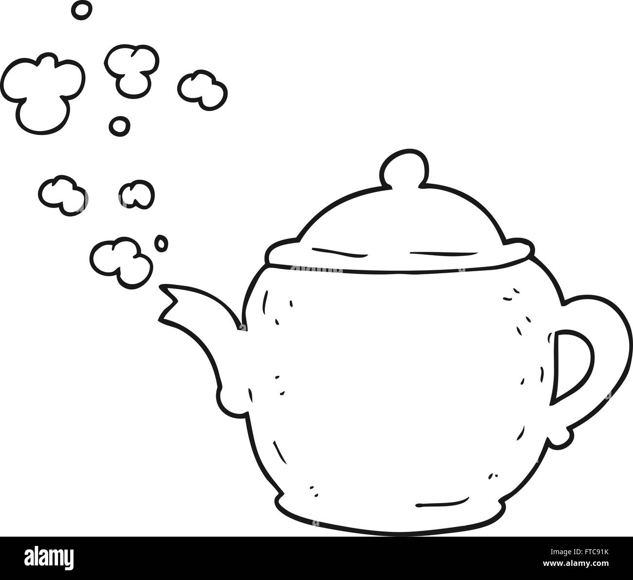 freehand drawn black and white cartoon teapot Stock Vector Image & Art