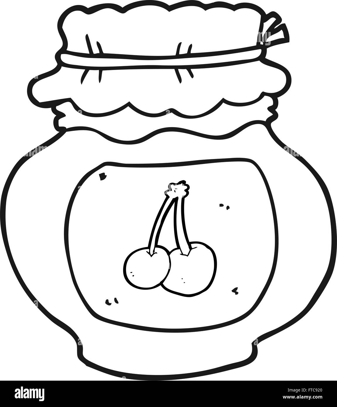 freehand drawn black and white cartoon cherry jam Stock Vector Image