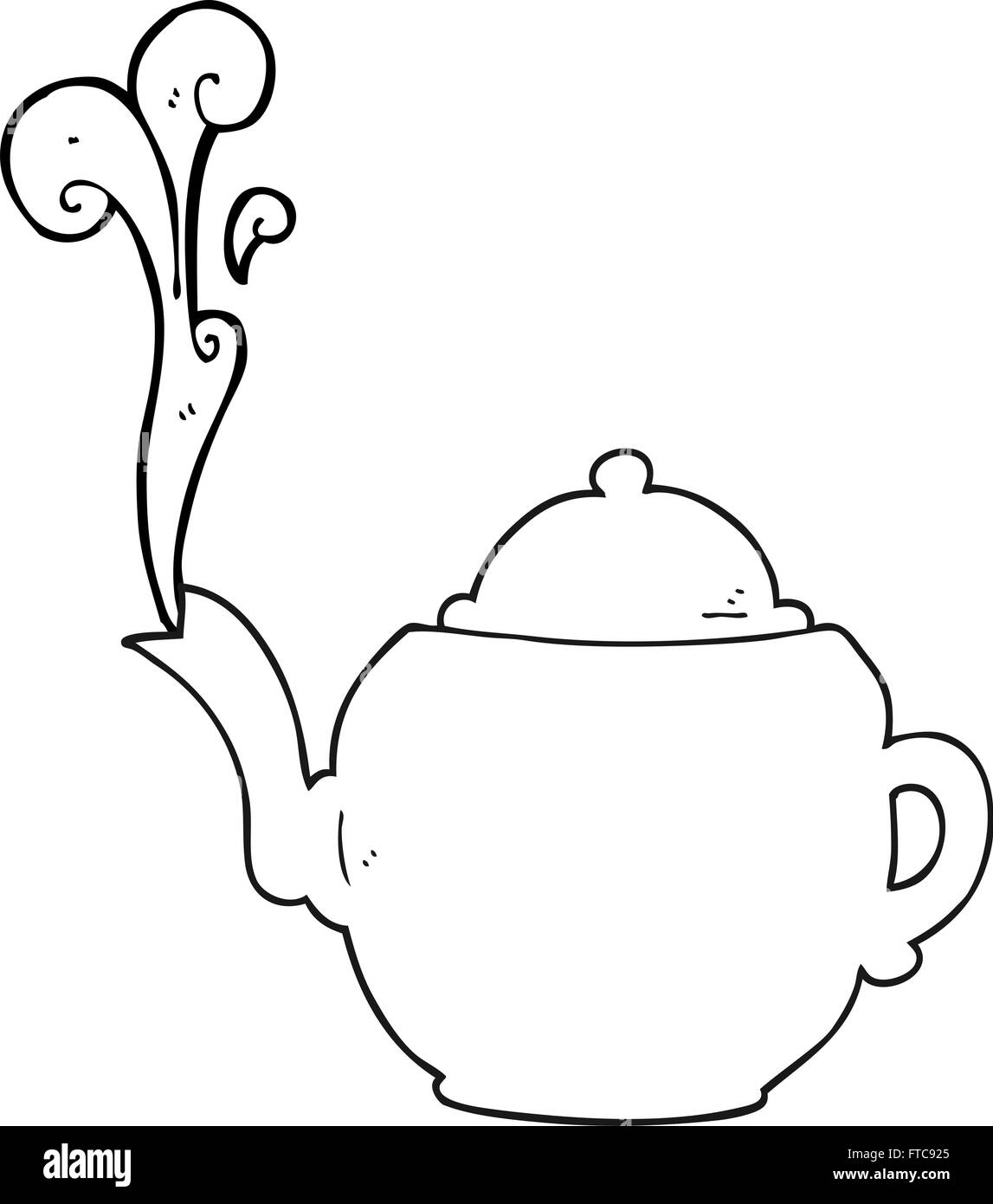 freehand drawn black and white cartoon teapot Stock Vector Image & Art