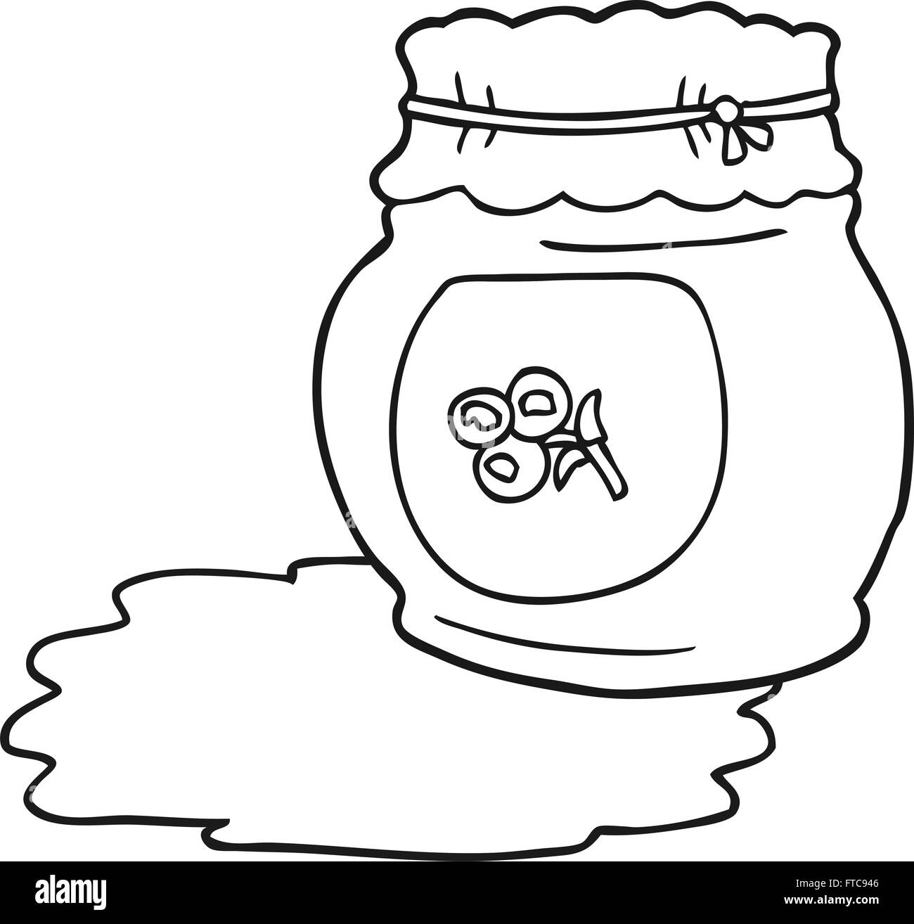 freehand drawn black and white cartoon blueberry jam Stock Vector