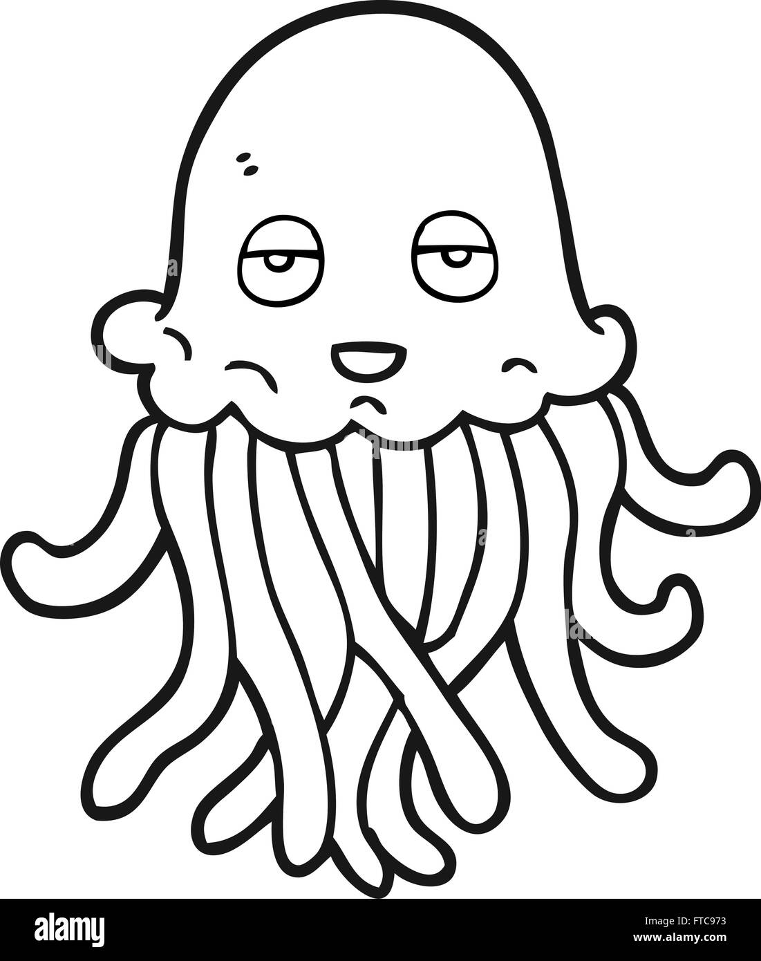 freehand drawn black and white cartoon octopus Stock Vector Image &amp; Art ...