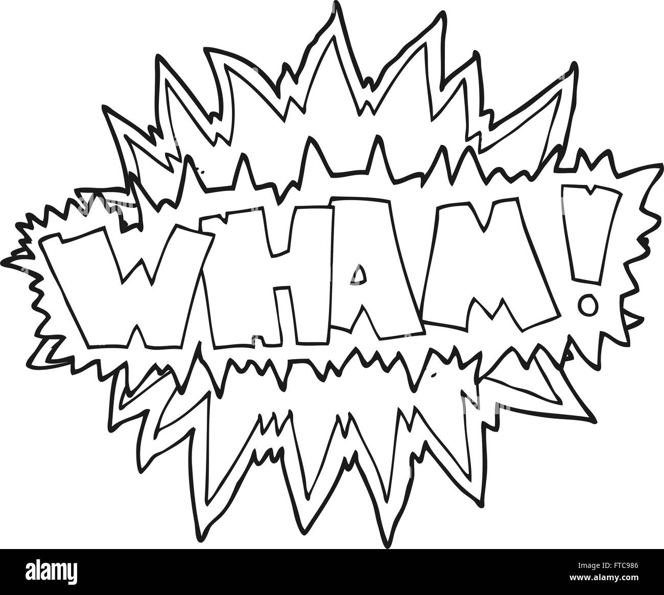 freehand drawn black and white cartoon explosion sign Stock Vector