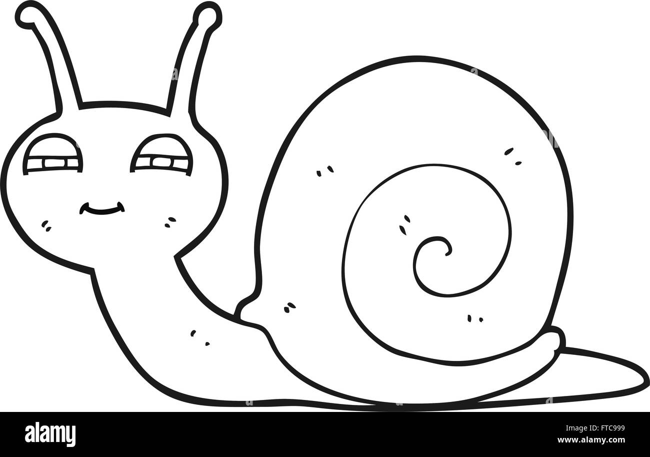 freehand drawn black and white cartoon cute snail Stock Vector Image ...