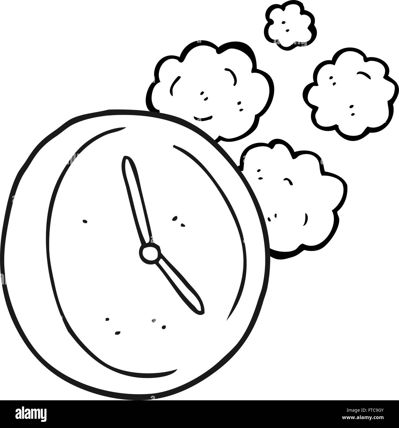 freehand drawn black and white cartoon ticking clock Stock Vector Image