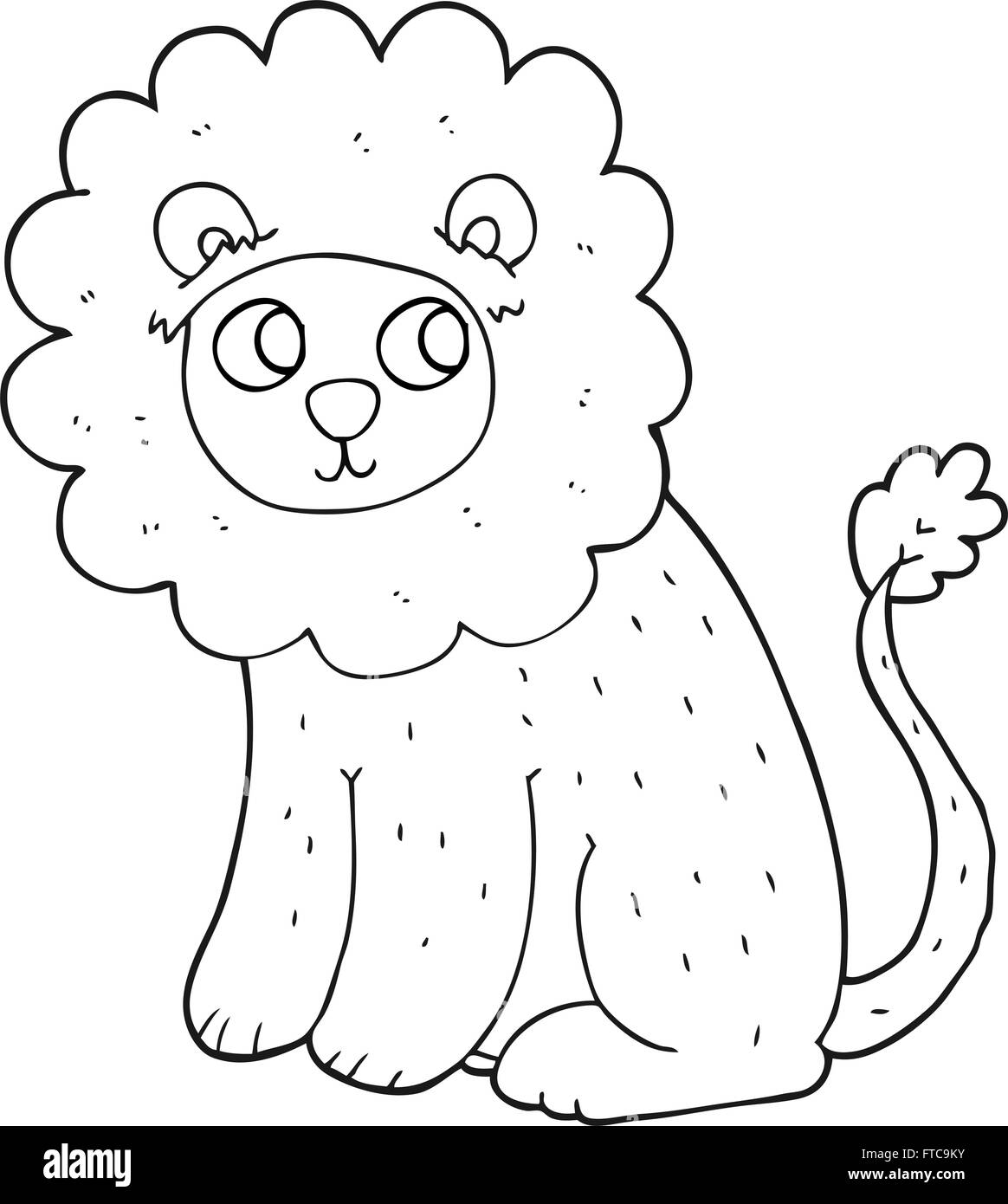 freehand drawn black and white cartoon cute lion Stock Vector Image ...