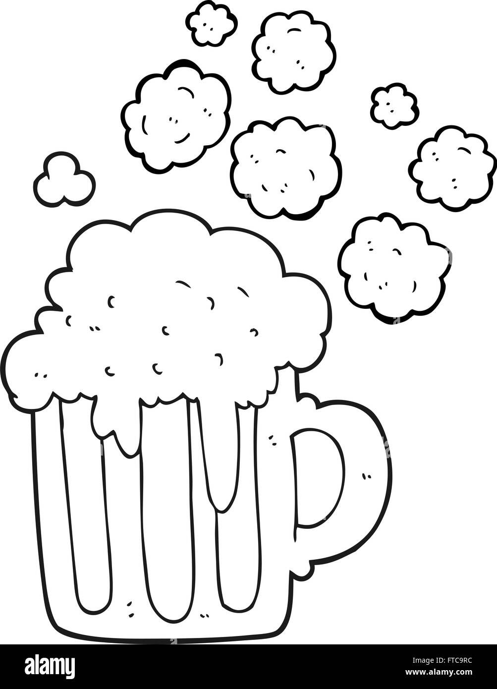 freehand drawn black and white cartoon foamy beer Stock Vector Image