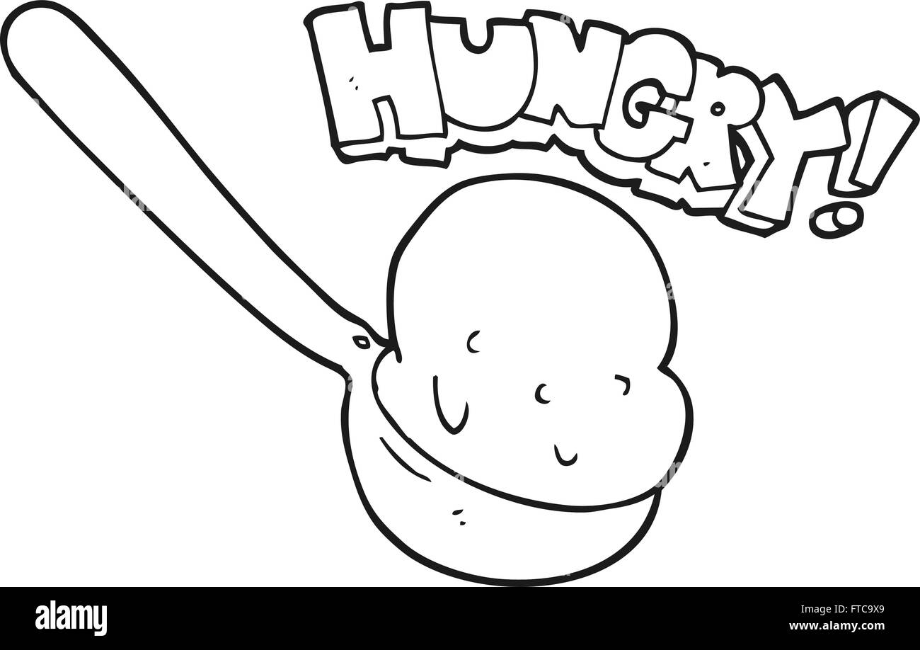 freehand drawn black and white cartoon scoop of ice cream Stock Vector