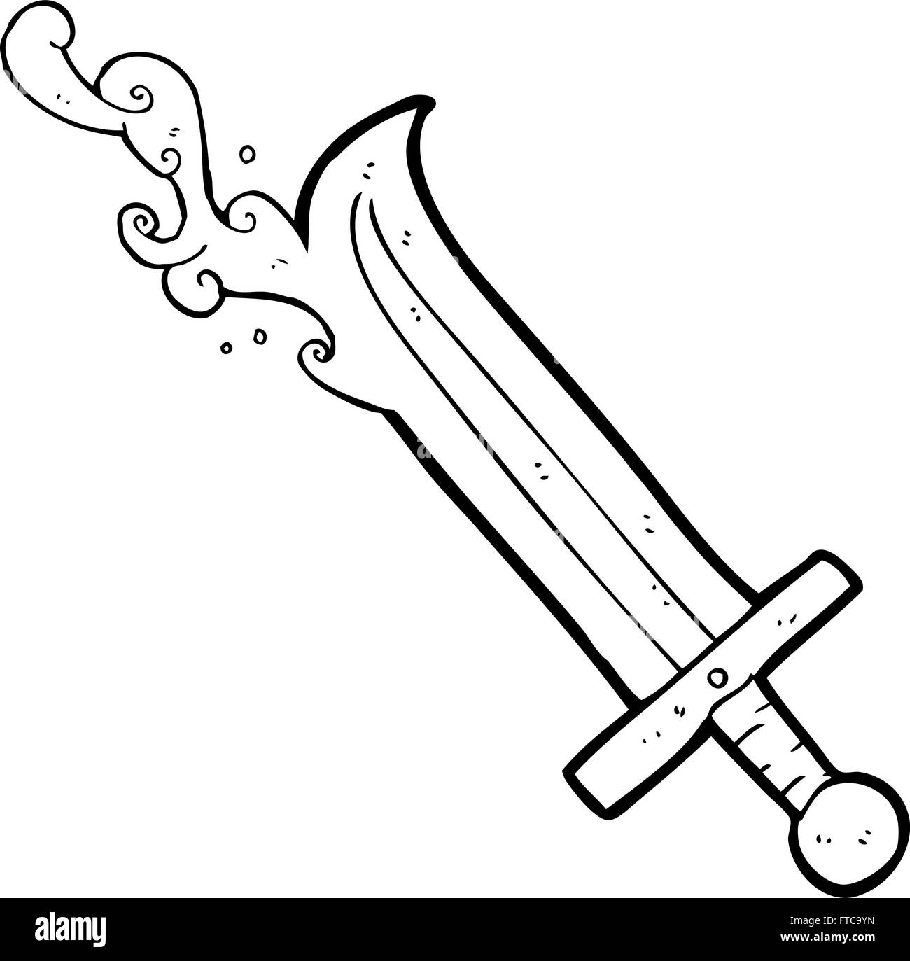 freehand drawn black and white cartoon bloody sword Stock Vector Image ...