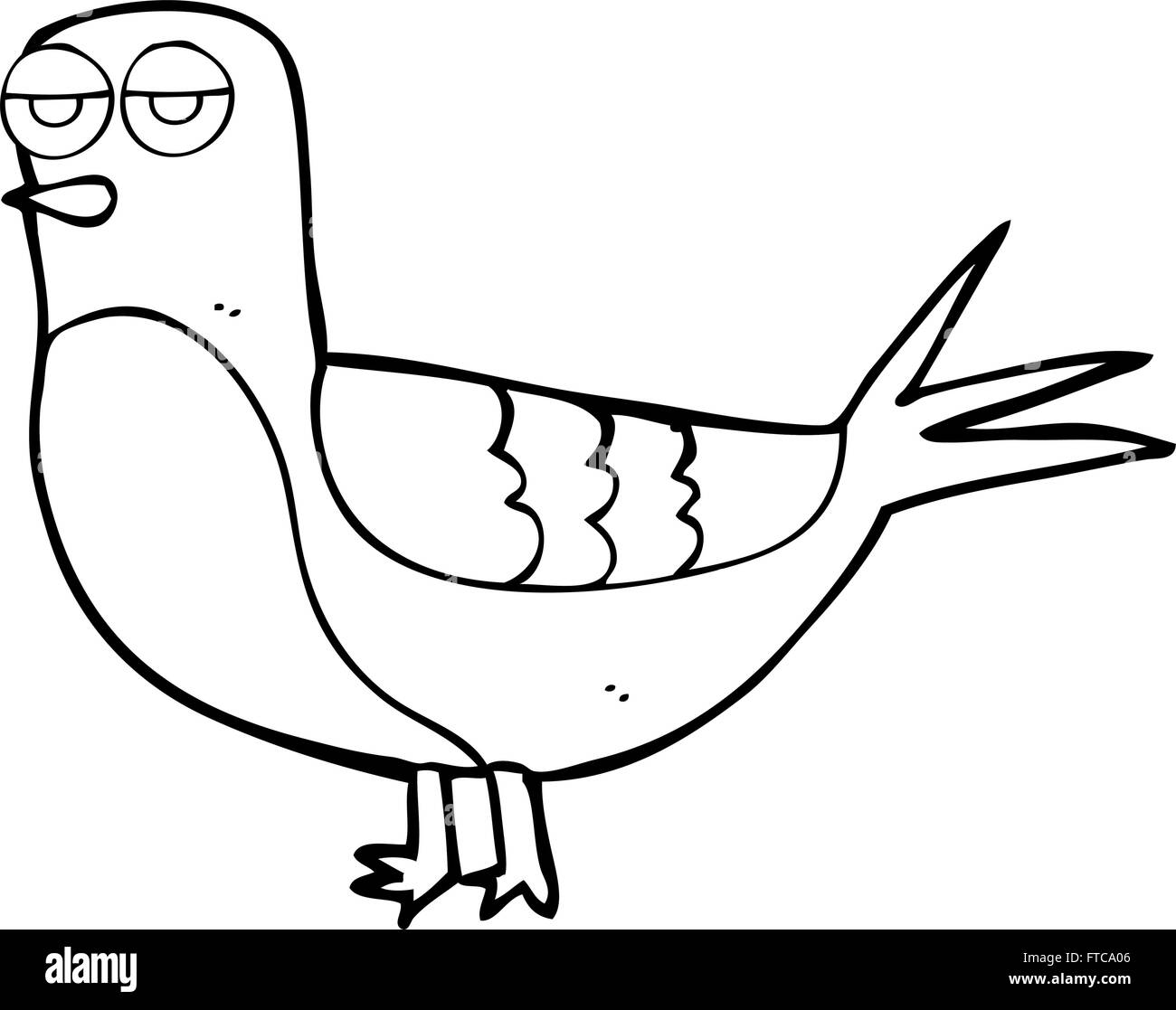freehand drawn black and white cartoon pigeon Stock Vector Image & Art -  Alamy