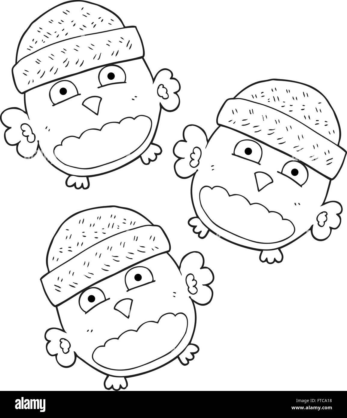 freehand drawn black and white cartoon cute owls Stock Vector Image