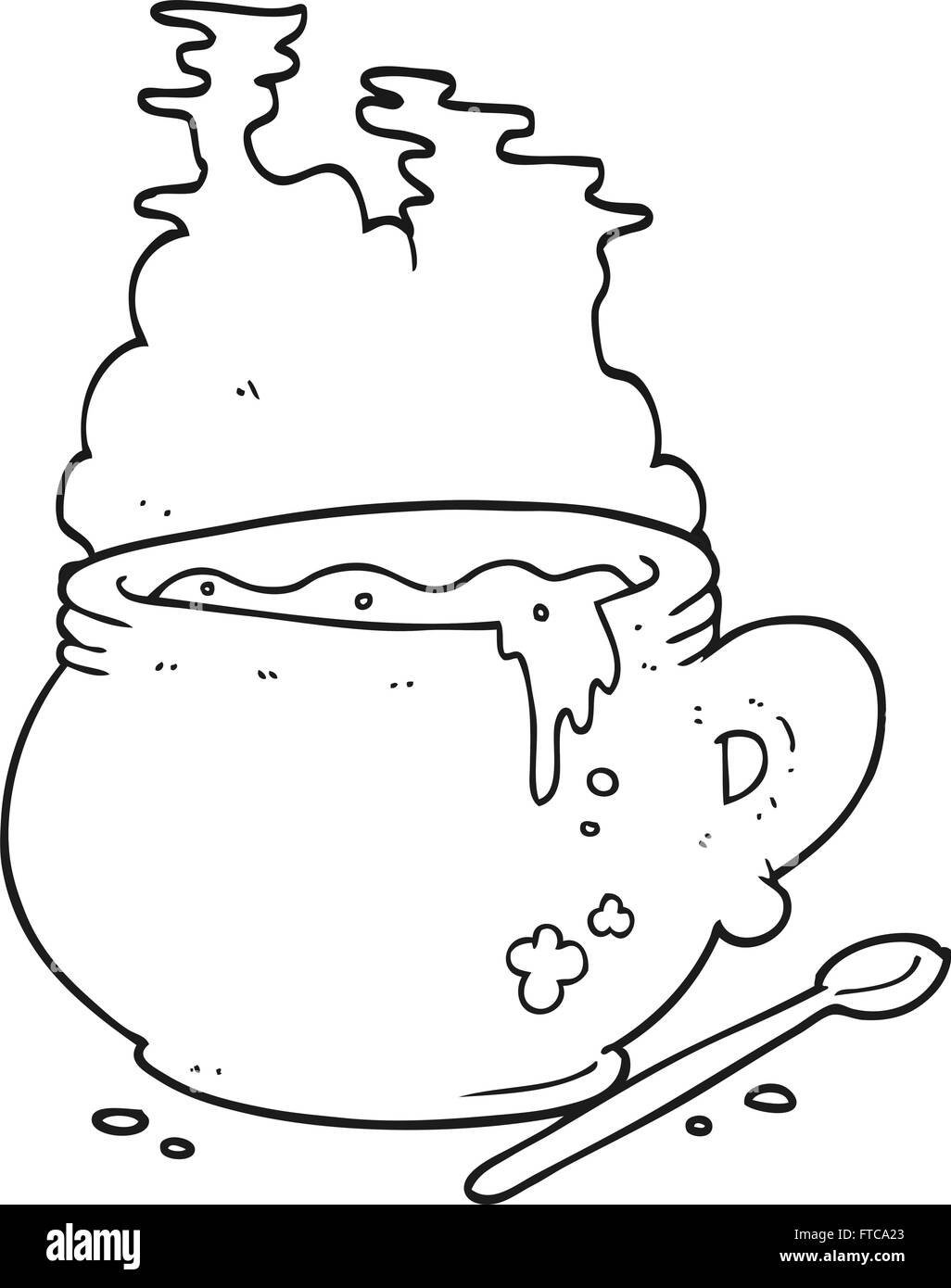 freehand drawn black and white cartoon bowl of soup Stock Vector Image ...