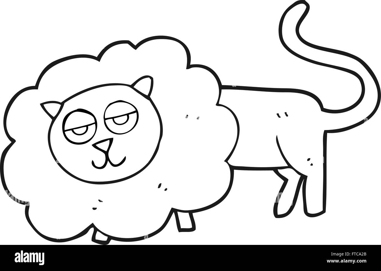 freehand drawn black and white cartoon lion Stock Vector Image & Art ...