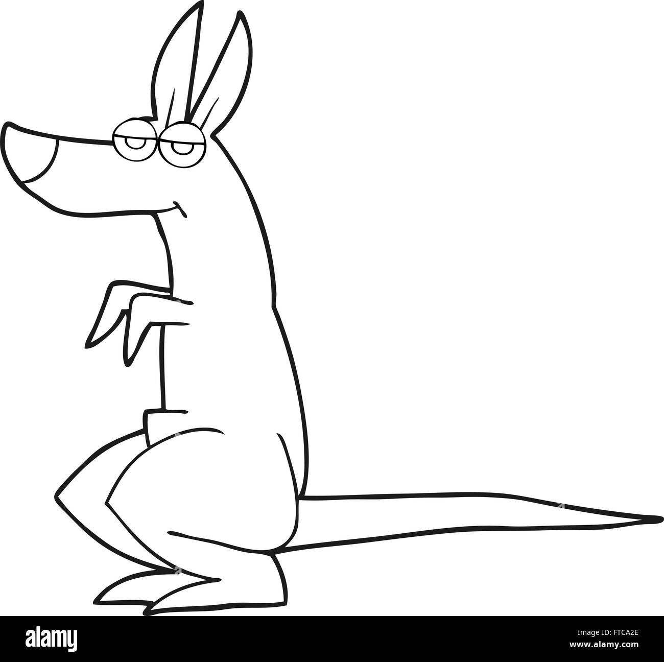 freehand drawn black and white cartoon kangaroo Stock Vector Image
