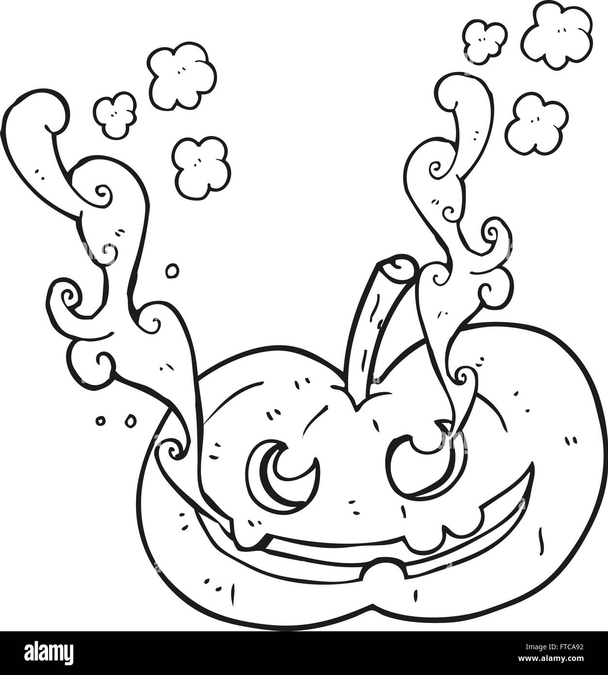 freehand drawn black and white cartoon halloween pumpkin Stock Vector ...