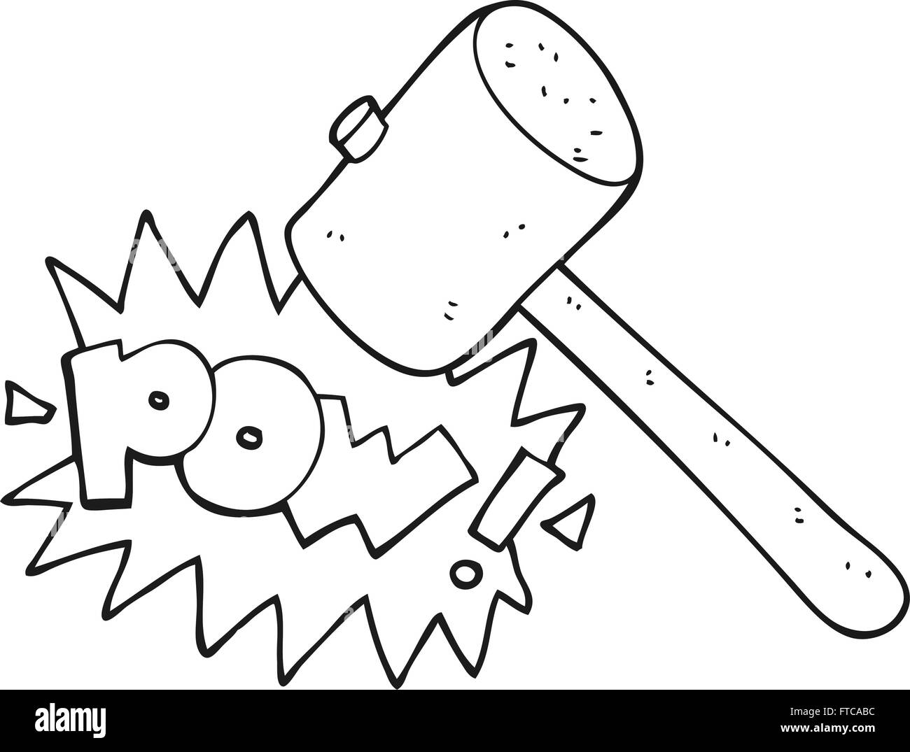 freehand drawn black and white cartoon wooden mallet Stock Vector Image