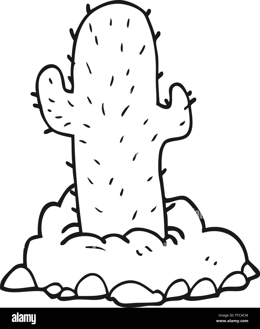 freehand drawn black and white cartoon cactus Stock Vector Image & Art