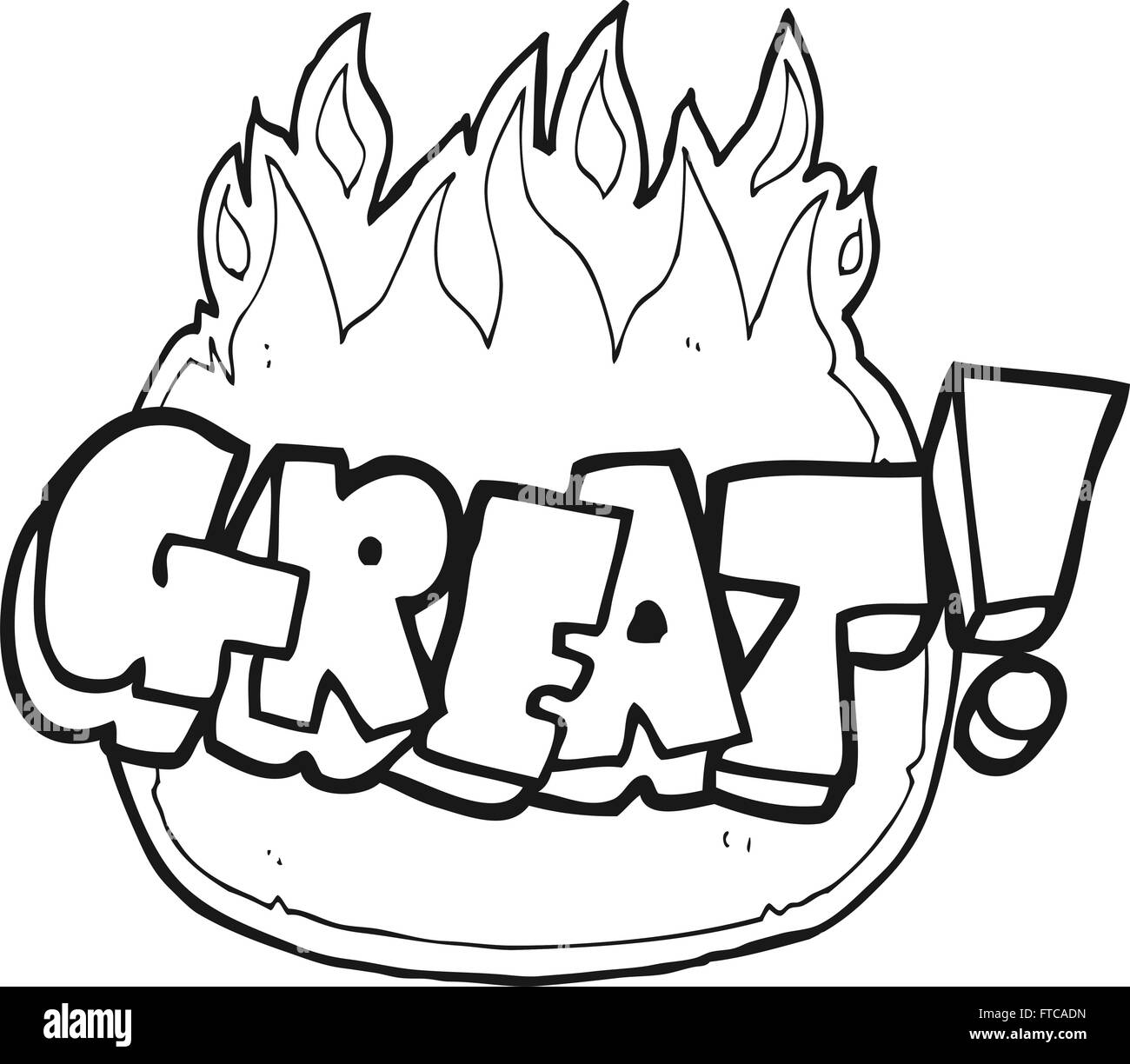 freehand drawn black and white cartoon Great! symbol Stock Vector Image ...