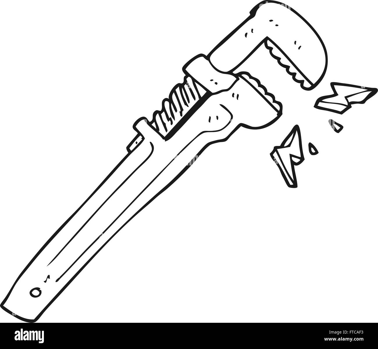 freehand drawn black and white cartoon adjustable wrench Stock Vector ...