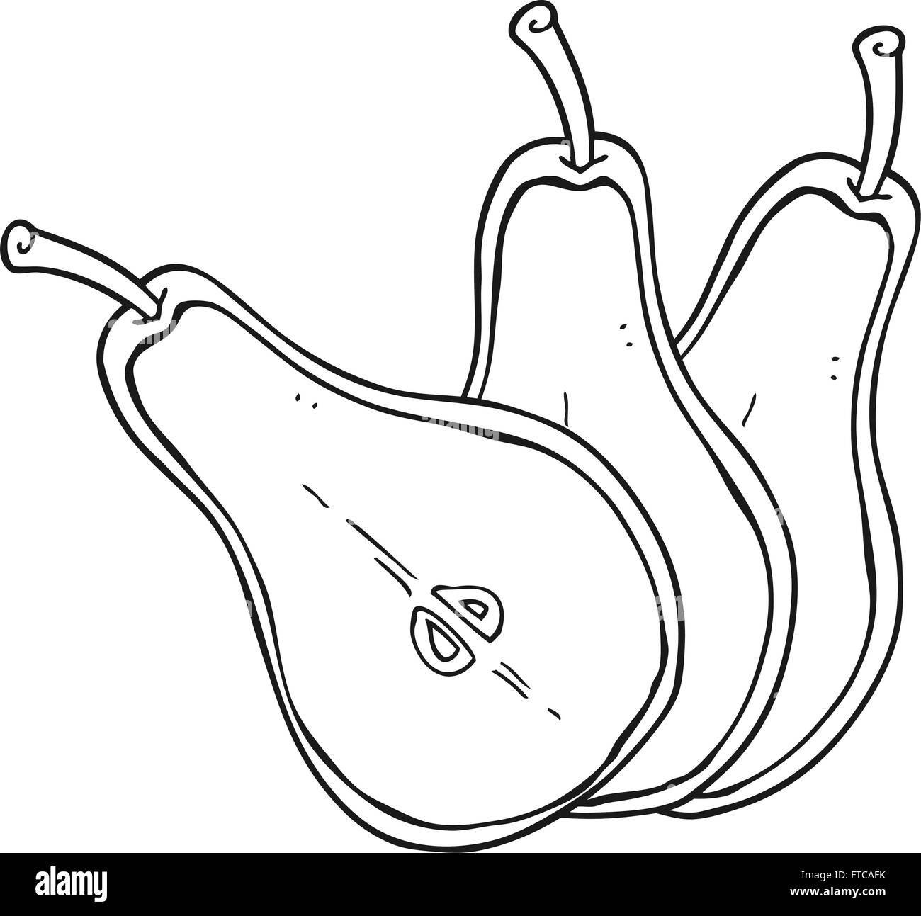 freehand drawn black and white cartoon sliced pear Stock Vector Image ...